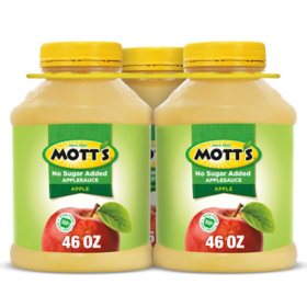 Mott's No Sugar Added Applesauce, 46 oz., 3 pk.