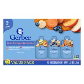 Gerber Toddler Pouch Variety Pack, 3.5 oz., 12 ct.