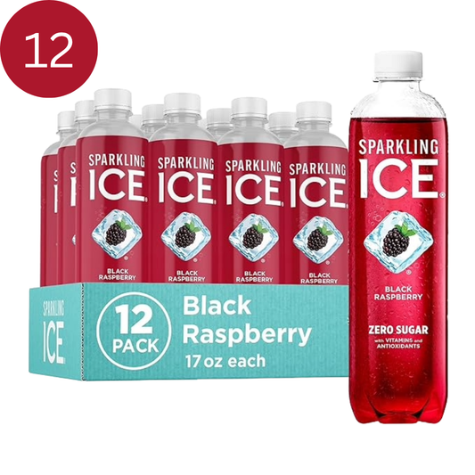 Sparkling Ice Black Raspberry – 12‑Pack Zero Sugar Sparkling Water with Vitamins & Antioxidants, 17 fl oz Bottles