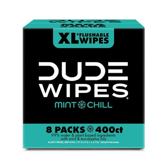 DUDE XL Flushable Wipes, Mint Chill, 8 ct., 400 wipes