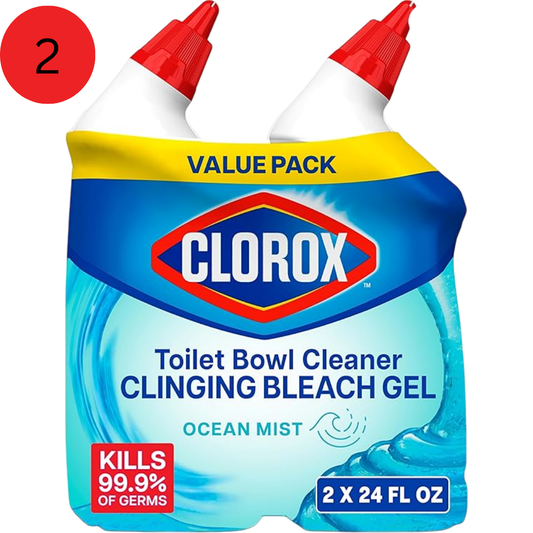 Clorox Toilet Bowl Cleaner Clinging Bleach Gel – Ocean Mist, 24 fl oz Bottles (2-Pack)