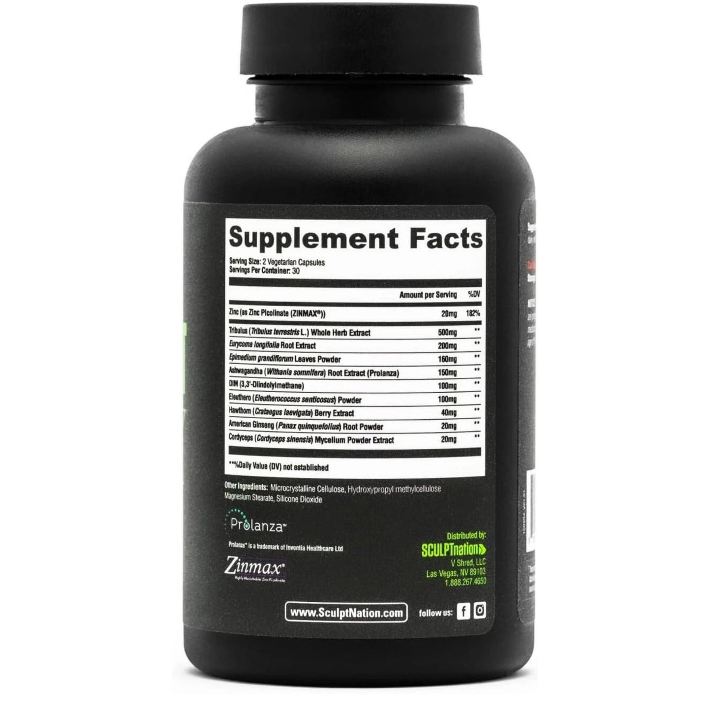 Sculpt Nation V Shred Test Boost Max Supplement for Men 60 Gluten Free Capsules