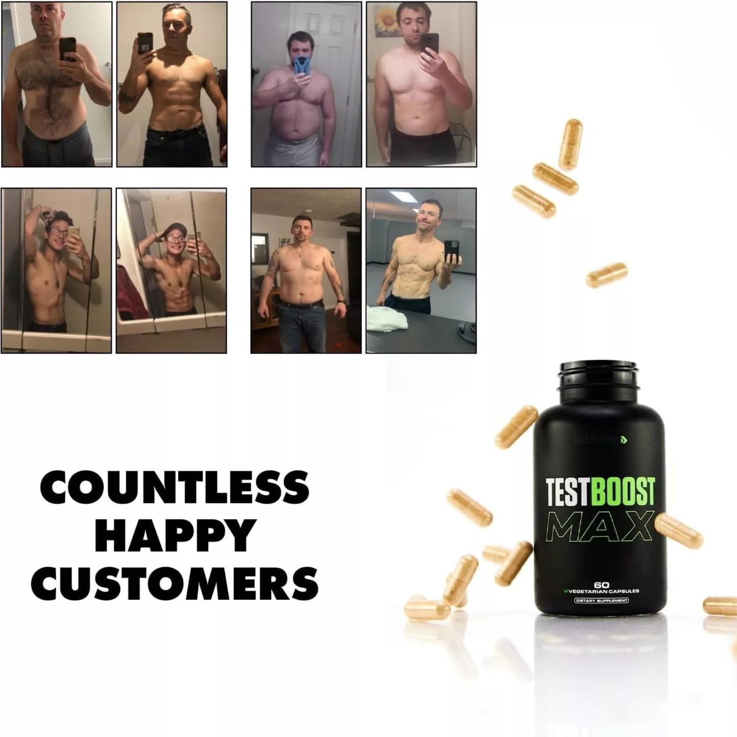 Sculpt Nation V Shred Test Boost Max Supplement for Men 60 Gluten Free Capsules