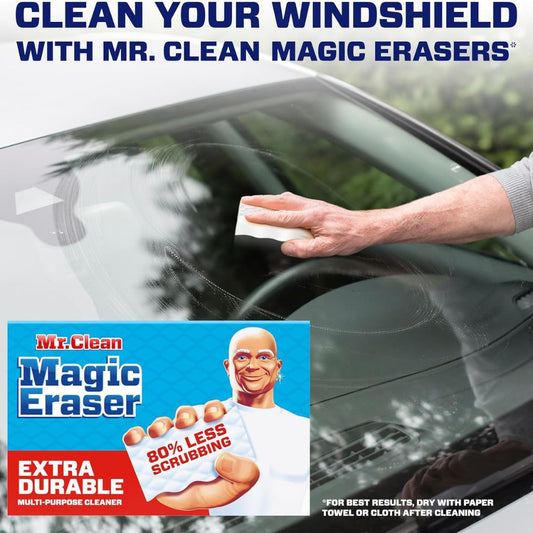 Mr. Clean Magic Eraser, Extra Durable, Multi Purpose Cleaner, Shoe, Bathroom, Shower, and Car Window and Windshield Cleaner, Cleaning Pads, 10 Count