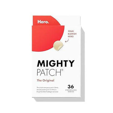 Mighty Patch™ Original – 36 Count | Hydrocolloid Acne Spot Stickers for Zits & Whiteheads | Hero Cosmetics Overnight Treatment