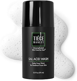 Tiege Hanley Salicylic Acid Cleanser for Men, Gentle Deep-Cleansing Face Wash for Acne-Prone Skin, Helps Remove Impurities & Control Oil, Refines Skin Texture & Pores, Men’s Skin Care, 2.5 FL Oz