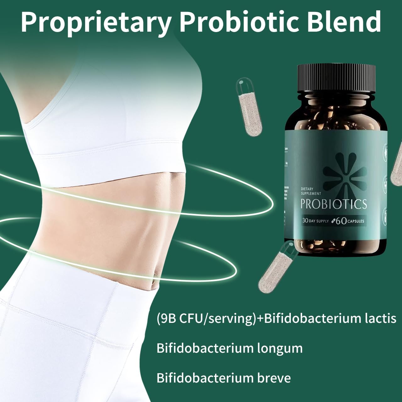 Probiotics for Digestive Health – 60 Slow‑Release Synbiotic Capsules (3‑in‑1 Probiotic + Prebiotic + Enzyme) – New Improved Formula