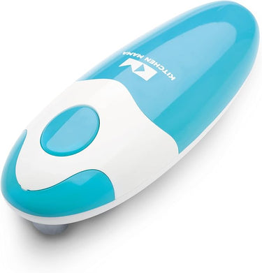Kitchen Mama Auto Electric Can Opener – Cordless, Battery-Operated, One-Touch with Smooth Edge Lid Removal (Sky Blue)