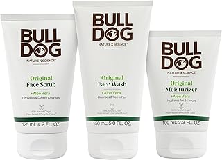 BULLDOG Mens Skincare and Grooming Original Full Face Kit with Moisturizer, Face Wash & Face Scrub