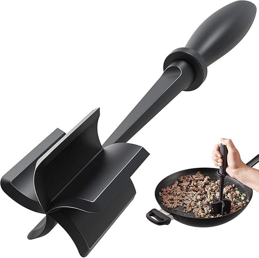 Meat Chopper Hamburger Grinder – Premium Heat‑Resistant Nylon Ground Beef Smasher & Potato Masher Tool (Black)