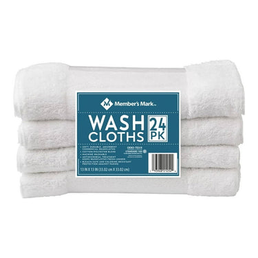 Member's Mark Commercial Hospitality Washcloths, White, 24-Pack