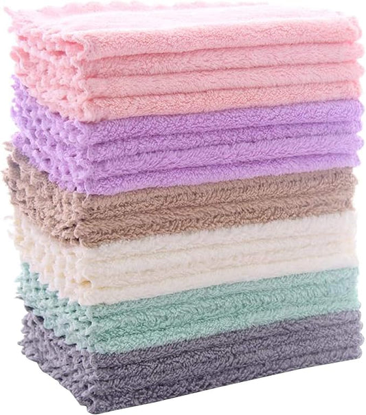 24‑Pack Coral Fleece Kitchen Dishcloths – Multicolor, 7×9" Reusable Cleaning Cloths (Does Not Shed Fluff, Super Absorbent, Fast Drying)