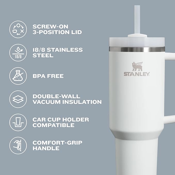 Stanley Quencher H2.0 30 oz Tumbler – Cherry Blossom Vacuum-Insulated Stainless Steel with Handle, Straw & FlowState™ 3‑Position Lid