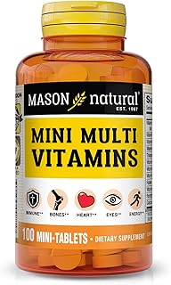 MASON NATURAL Mini Multi Vitamins, Vitamins A, C, D3, E, B1, B2, B3, B6, B12, Folate and Calcium for Overall Health, 100 Day Supply