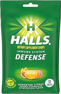 HALLS Defense Assorted Citrus Vitamin C Drops, Dietary Supplement Drops, 30 Drops