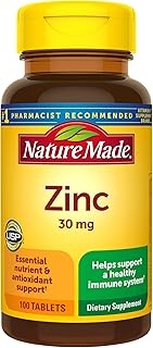 Nature Made Zinc 30 mg, Dietary Supplement for Immune Health and Antioxidant Support, 100 Tablets, 100 Day Supply