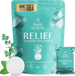 Body Restore Shower Steamers Aromatherapy 15 Pack - Galentines, Valentines Day Gifts for Her and Him, Birthday Gifts for Mom, Best Friend, Travel Essentials, Stress Relief, Self Care - Eucalyptus