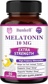 Melatonin 10mg, Natural Extra Strength Formula, Supports Deep Restful Sleep, Sleep Aid for Adults, Non-GMO, Melatonin Sleep Supplement for Sleep Health Support, 60 Count