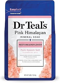 Dr Teal's Epsom Salt Magnesium Soak, Restore & Replenish with Pink Himalayan Mineral, 3 lbs
