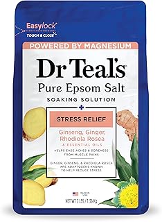 Dr Teal's Pure Epsom Magnesium Salt Soak, Stress Relief with Essential Oils, 3lbs