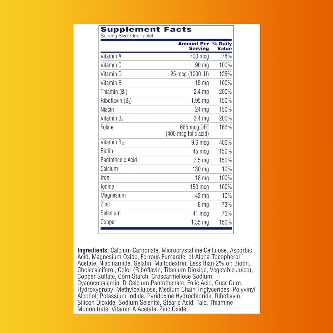 ONE A DAY Womens Complete Dsaaily Multivitamin with Vitamin A, B , C, D, and E, Calcium and Magnesium, Immune Health Support, 200 Count