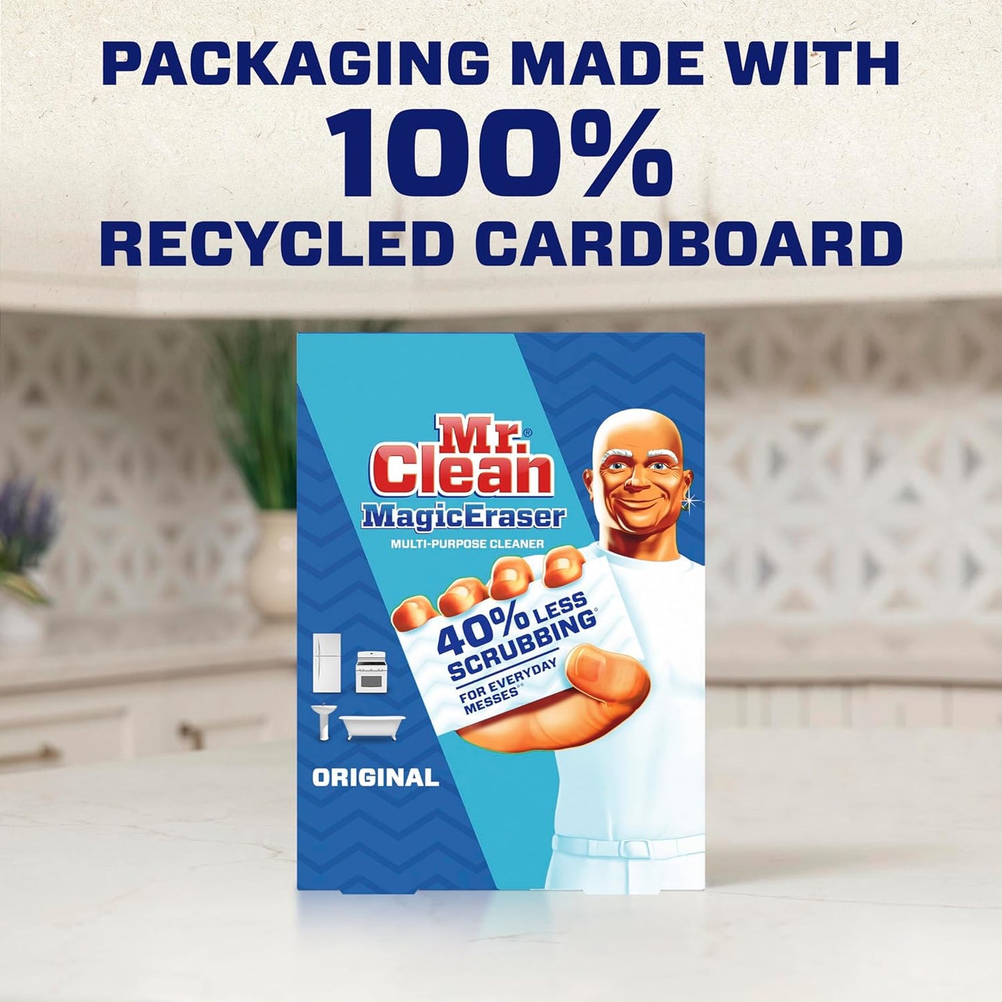 Mr. Clean Magic Eraser Original Cleaning Pads – Multi-Purpose All-Purpose Cleaner for Kitchen, Bathroom & Household Surfaces, 6 Count