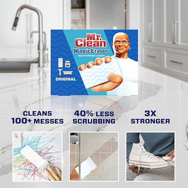 Mr. Clean Magic Eraser Original Cleaning Pads – Multi-Purpose All-Purpose Cleaner for Kitchen, Bathroom & Household Surfaces, 6 Count