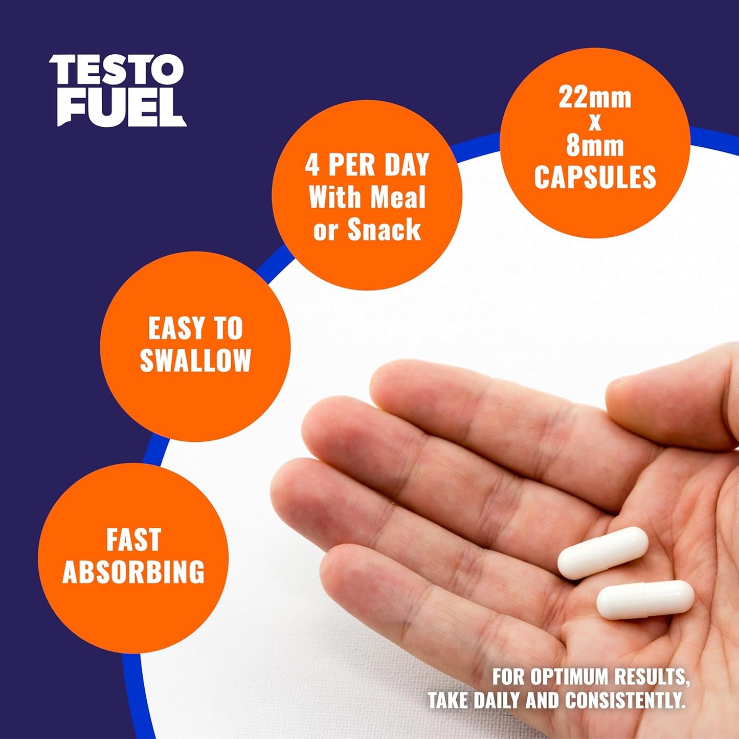 TestoFuel 120 T‑Booster Pills – 100 % Natural Testosterone Booster for Men with D‑Aspartic Acid, Fenugreek, Zinc & Magnesium