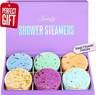Cleverfy Shower Steamers Aromatherapy - Variety Pack of 6 Shower Bombs with Essential Oils. Self Care Birthday Gifts for Women and Valentines Day Gifts for Her and Him. Purple Set