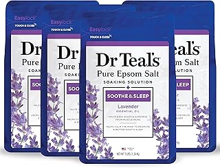 Dr Teal's Epsom Salt Magnesium Soak, Soothe & Sleep with Lavender, 3 lb (Pack of 4)