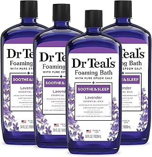 Dr Teal's Foaming Bath with Pure Epsom Salt, Soothe & Sleep with Lavender, 34 fl oz (Pack of 4)