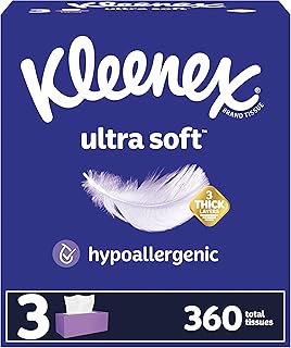 Kleenex Ultra Soft Facial Tissues, 4 Cube Boxes, 60 Tissues per Box, 3-Ply (240 Total Tissues), Packaging May Vary