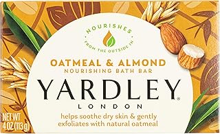 Yardley London Nourishing Bath Soap Bar Oatmeal & Almond, Helps Soothe Dry Skin & Gently Exfoliates with Natural Oatmeal, 4.0 oz Bath Bar, 1 Soap Bar