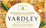 Yardley London Nourishing Bath Soap Bar Oatmeal & Almond, Helps Soothe Dry Skin & Gently Exfoliates with Natural Oatmeal, 4.0 oz Bath Bar, 1 Soap Bar
