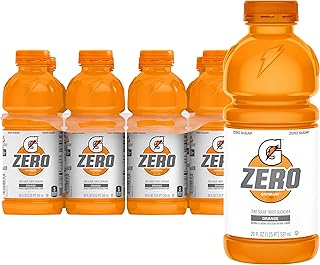 Thirst Quencher Zero Sugar Sports Drink, Orange, 20oz Bottles, 8 Pack, Electrolytes for Rehydration