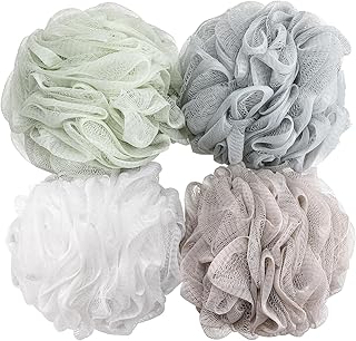 BTYMS Bath Sponge Shower Loofahs 60g Mesh Pouf Bath Scrunchies Body Wash Puff Shower Puff - Pack of 4