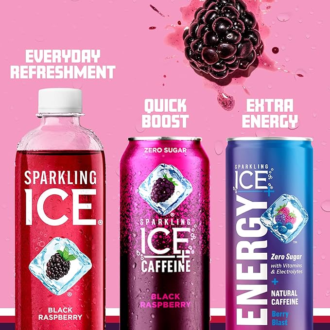 Sparkling Ice Black Raspberry – 12‑Pack Zero Sugar Sparkling Water with Vitamins & Antioxidants, 17 fl oz Bottles