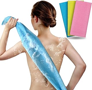ARCH&M Exfoliating Washcloth Body Scrubber Back Scrubber for Shower Japanese Beauty Washcloth Bath Wash Cloth Korean Exfoliation Luffah Towel Net Sponge Loofah Body Scrub 3 Pack