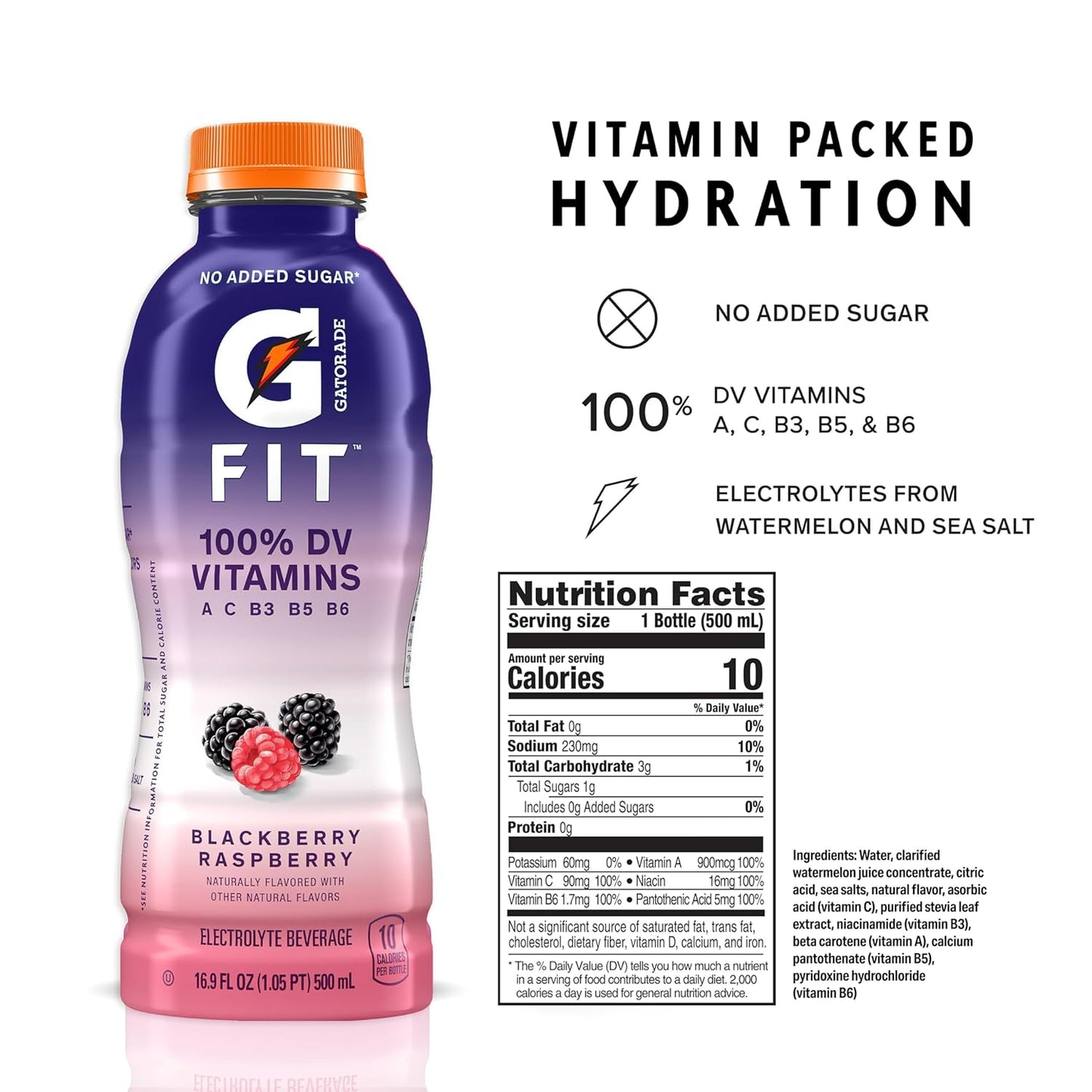 Gatorade Fit Electrolyte Beverage – Healthy Real Hydration (Blackberry Raspberry, 16.9 oz, 12 Pack) 🏃♂️💧