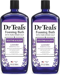 Dr Teal's Foaming Bath with Pure Epsom Salt, Soothe & Sleep with Lavender, 34 fl oz (Pack of 2)