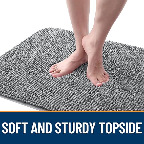 OLANLY Dog Door Mat for Muddy Paws 30x20 – Absorbent Chenille Mud Mat, Quick-Dry Washable Non-Slip Doormat for Dogs, Indoor Entryway Rug for Moisture & Dirt Capture (Grey)