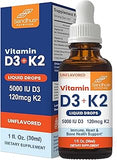 Sandhu's Vitamin d Drops for Adults | 5000 IU D3 Liquid, 120mcg K2 Supplement | D3K2 Supports Immune, Heart & Bone Health | Vitamin D3 K2 Drops for Faster Absorption | 1 Fl Oz