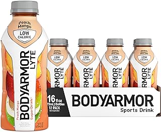 LYTE Sports Drink Low-Calorie Sports Beverage, Peach Mango, Coconut Water Hydration, Natural Flavors With Vitamins, Potassium-Packed Electrolytes, Perfect For Athletes, 16 Fl Oz (Pack of 12)