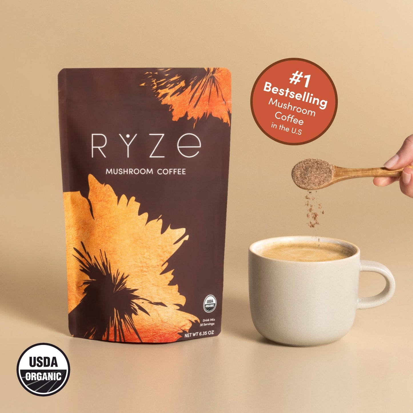 Ryze Organic Mushroom Coffee 1 RYZE Spoon 100% Authentic
