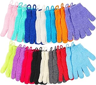 30 Pcs Exfoliating Gloves for Shower, 15 Colors Body Exfoliator Glove with Hanging Loop, Scrub Exfoliate Glove Mitt Bath Face Spa Hand Scrubber Wash Deep Scrubbing Dead Skin for Women Men, by Aisuly