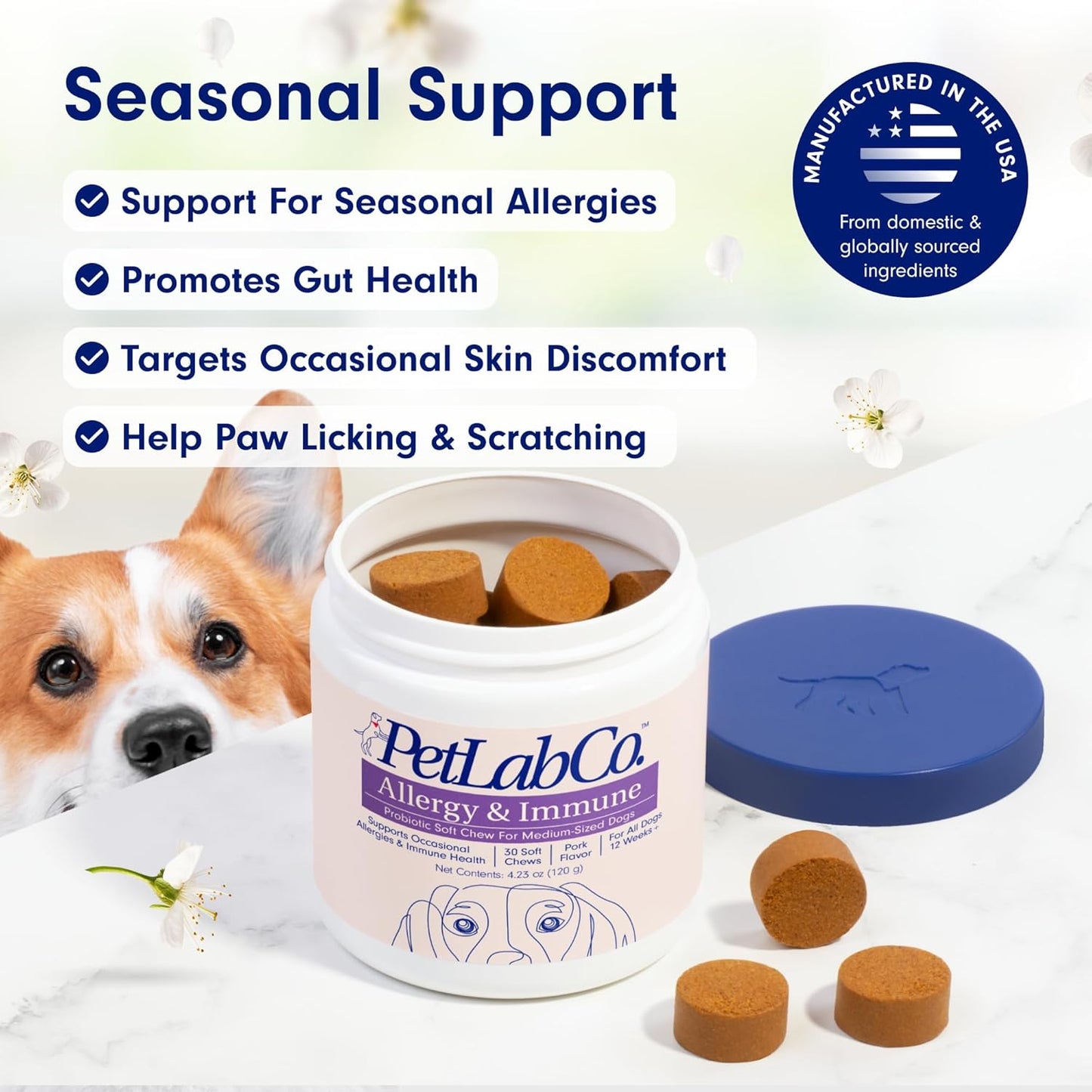 PetLab Co. Allergy & Immune Probiotic Dog Chews – 30 Pork‑Flavor Soft Chews for Seasonal Allergy Relief & Gut Health