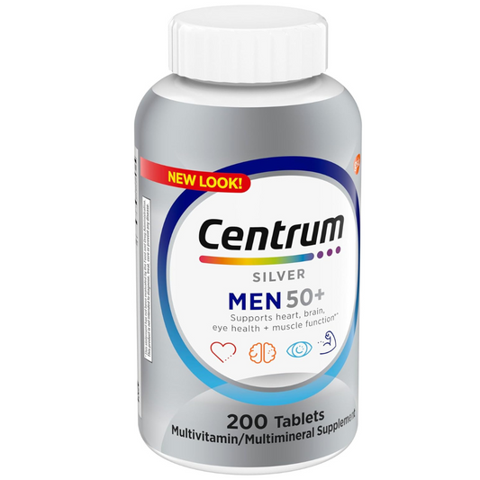 Centrum Silver Men's 50+ Multivitamin with Vitamin D3, B-Vitamins, Zinc for Memory and Cognition - 200 Tablets