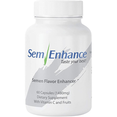Sem Enhance semen flavor enhancer supplement bottle on a white background