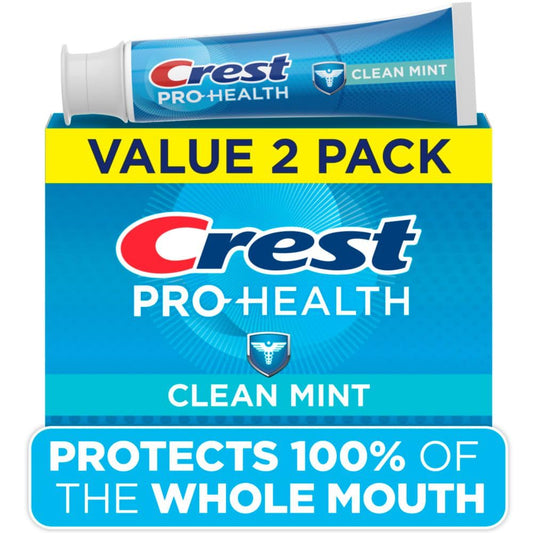 Crest Pro‑Health Clean Mint Toothpaste – 4.3 oz Twin Pack – Stannous Fluoride for Whole‑Mouth Protection