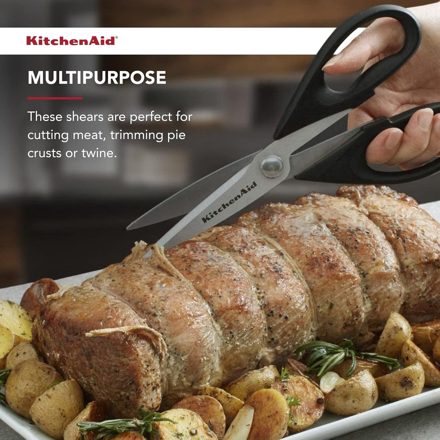 KitchenAid All-Purpose Kitchen Shears – 8.72″ | Soft-Grip, Protective Sheath, Stainless Steel, Dishwasher-Safe